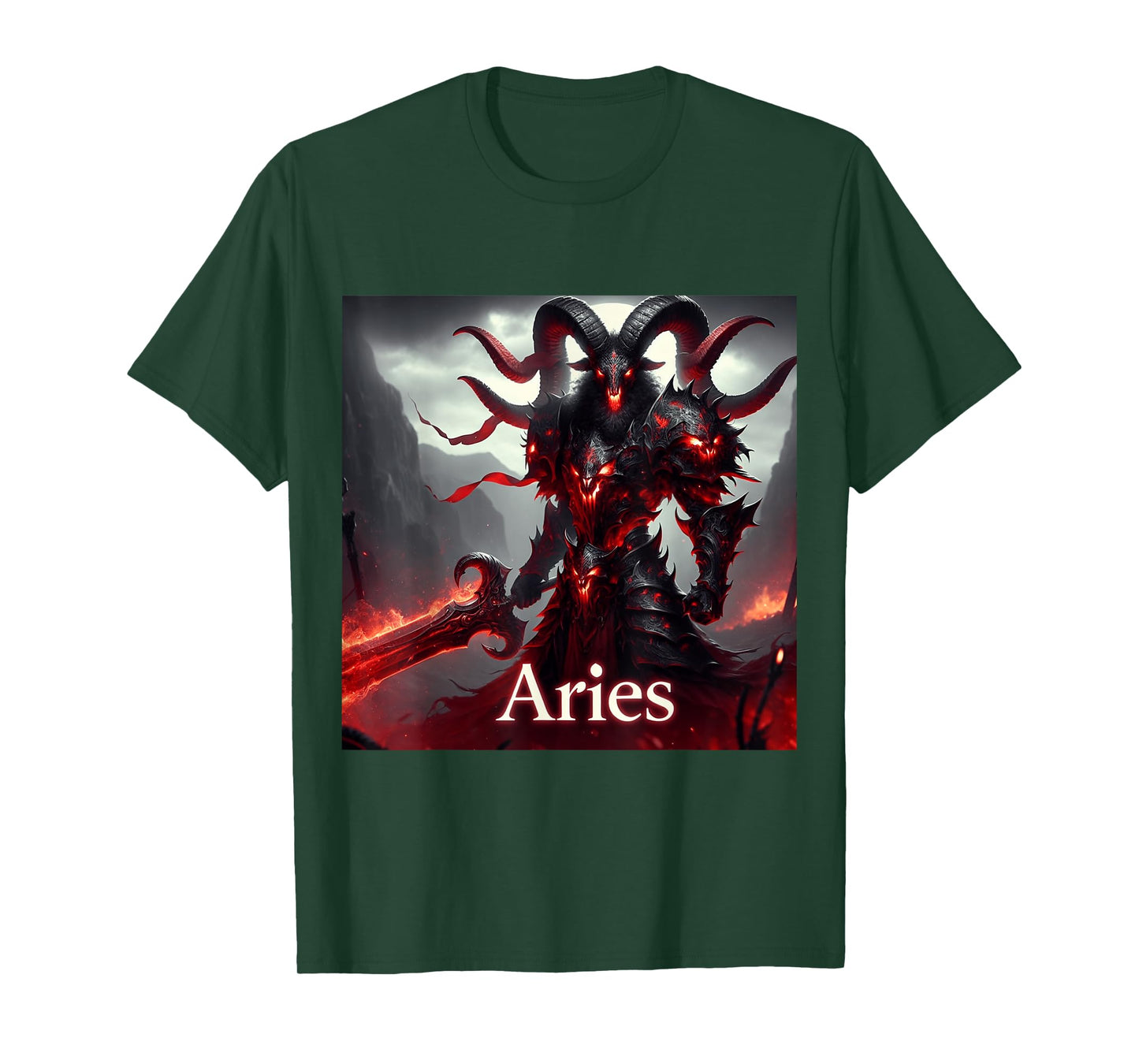 Medieval Aries Ram Demon Warlord Scifi Dark Fiction Graphic T-Shirt