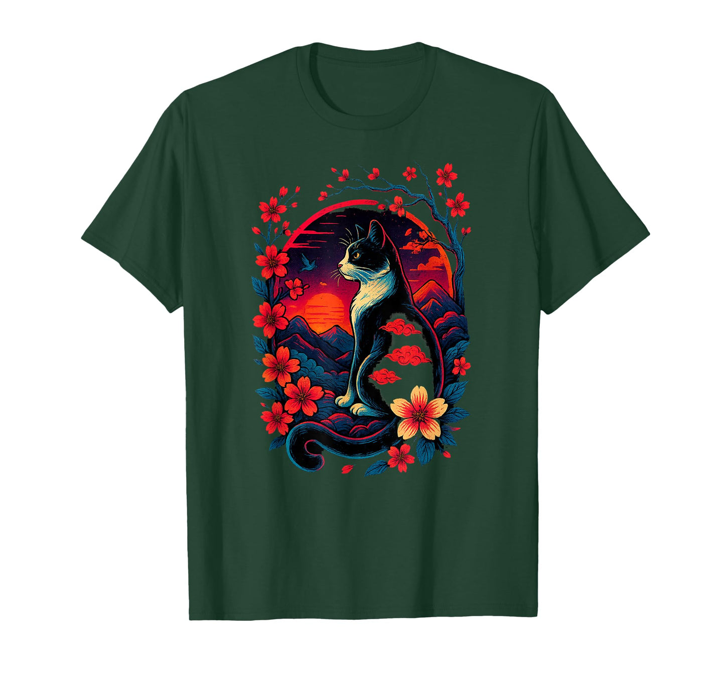 Kawaii Cat Anime Japanese Retro Men Women Kids Funny Cat T-Shirt