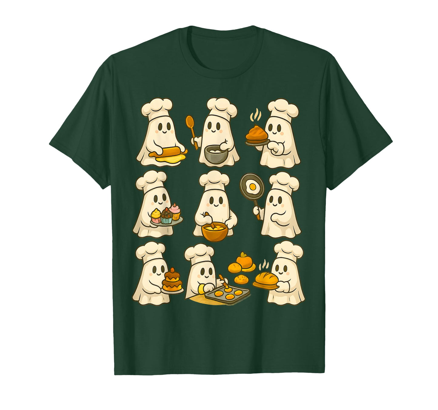 Cute Ghost Baker Halloween Baking for Pastry & Food Lovers T-Shirt