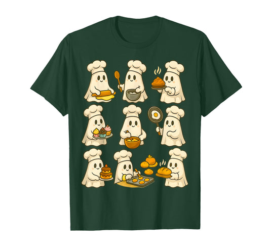 Cute Ghost Baker Halloween Baking for Pastry & Food Lovers T-Shirt