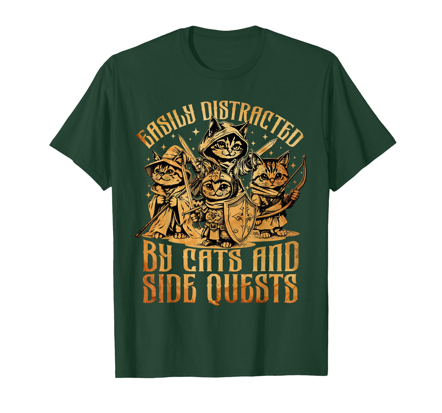 Easily Distracted Cats Side Quest Funny RPG Video Game Gamer T-Shirt