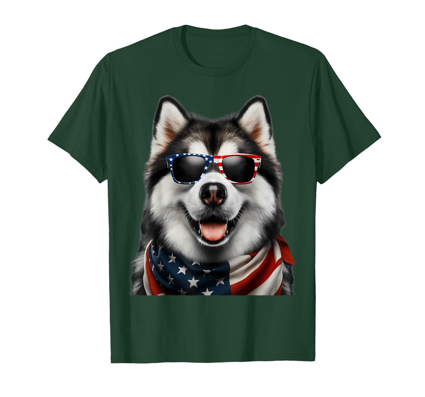 Alaskan Malamute Dog 4th Of July American Incependence Day T-Shirt for Men Women Kids