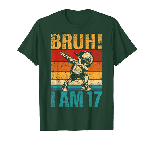 17 Year Old Birthday Dabbing Boy Bruh It's My 17th Birthday T-Shirt