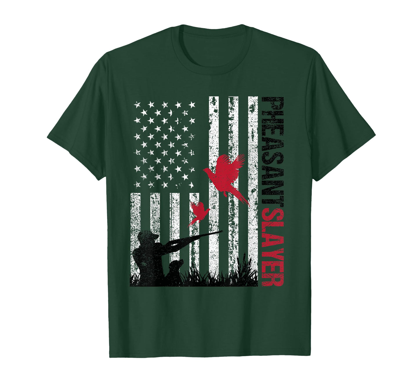 American Flag Pheasant Hunting Pheasant Slayer T-Shirt