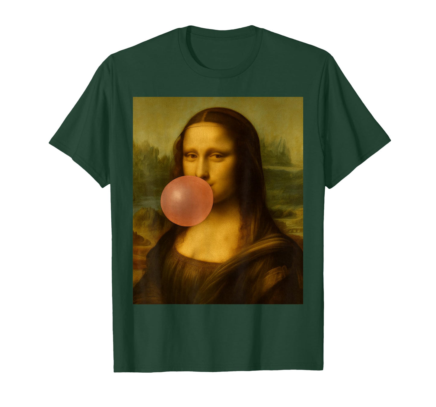 Funny Vintage Design Mona Lisa Blowing Bubble Gum T-Shirt
