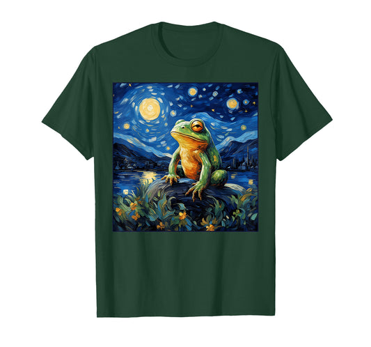 Cute Cottagecore Van Gogh Starry Night Frog Aesthetic Gifts T-Shirt
