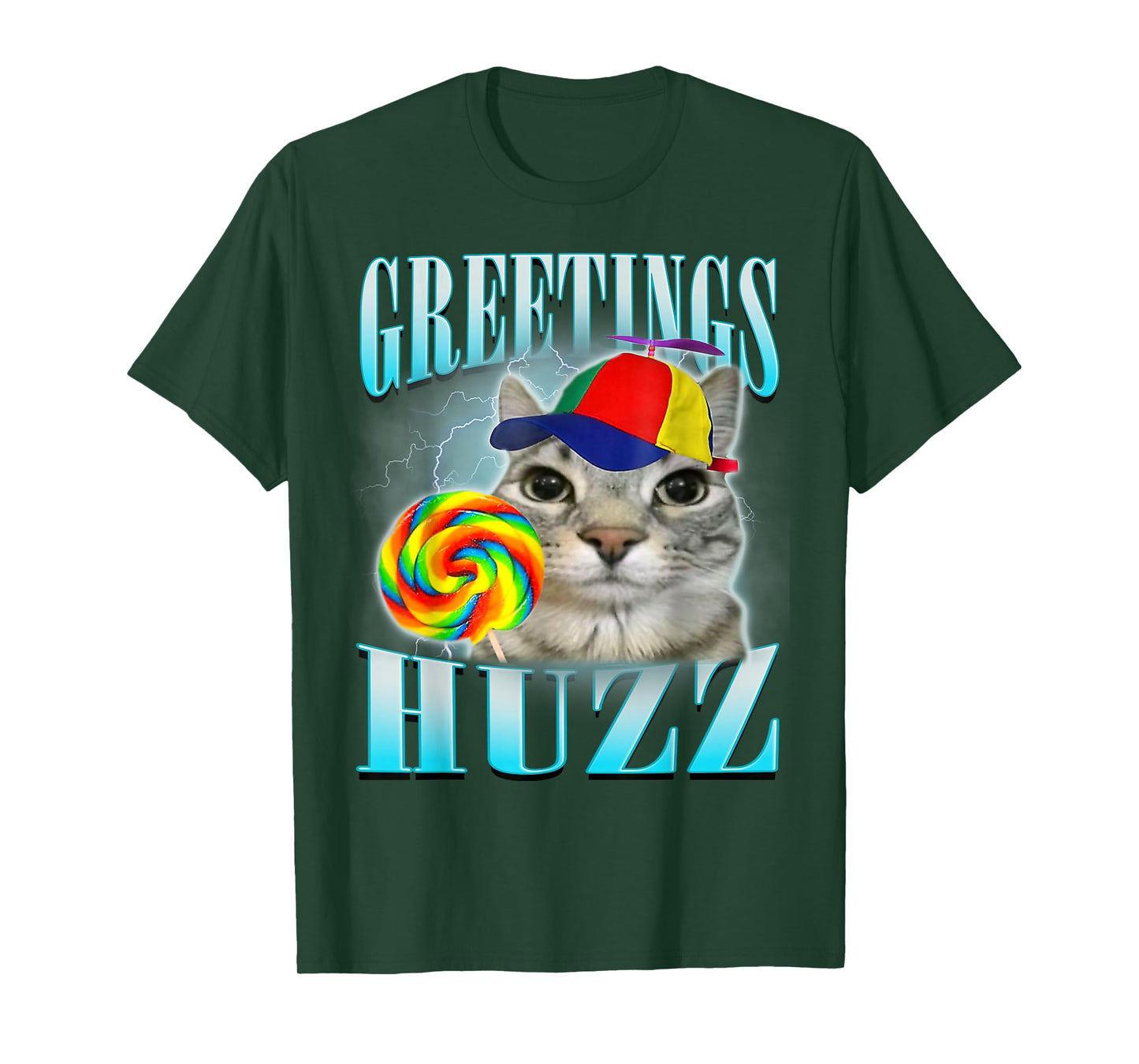 Greetings Huzz Funny Cat Meme Lovers Silly Cats Brainrot T-Shirt