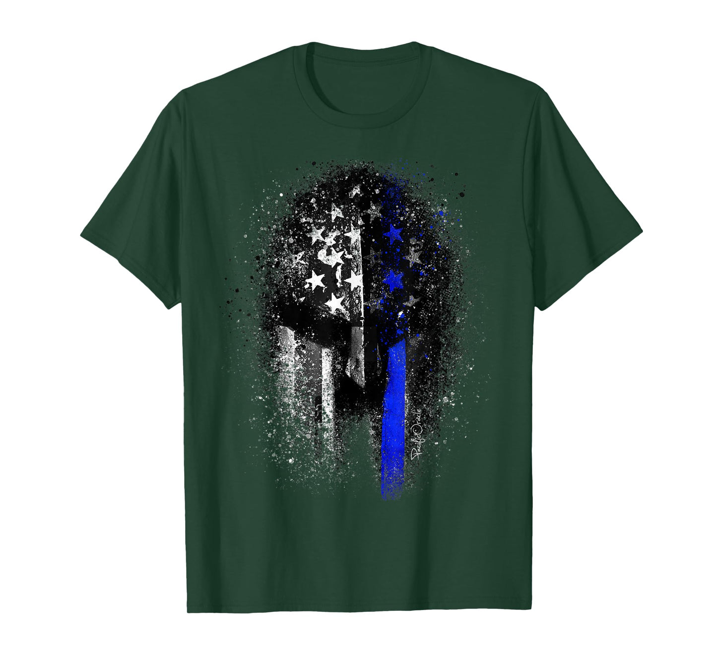 Epic Patriotic Spartan Flag Police Support Thin Blue Line T-Shirt