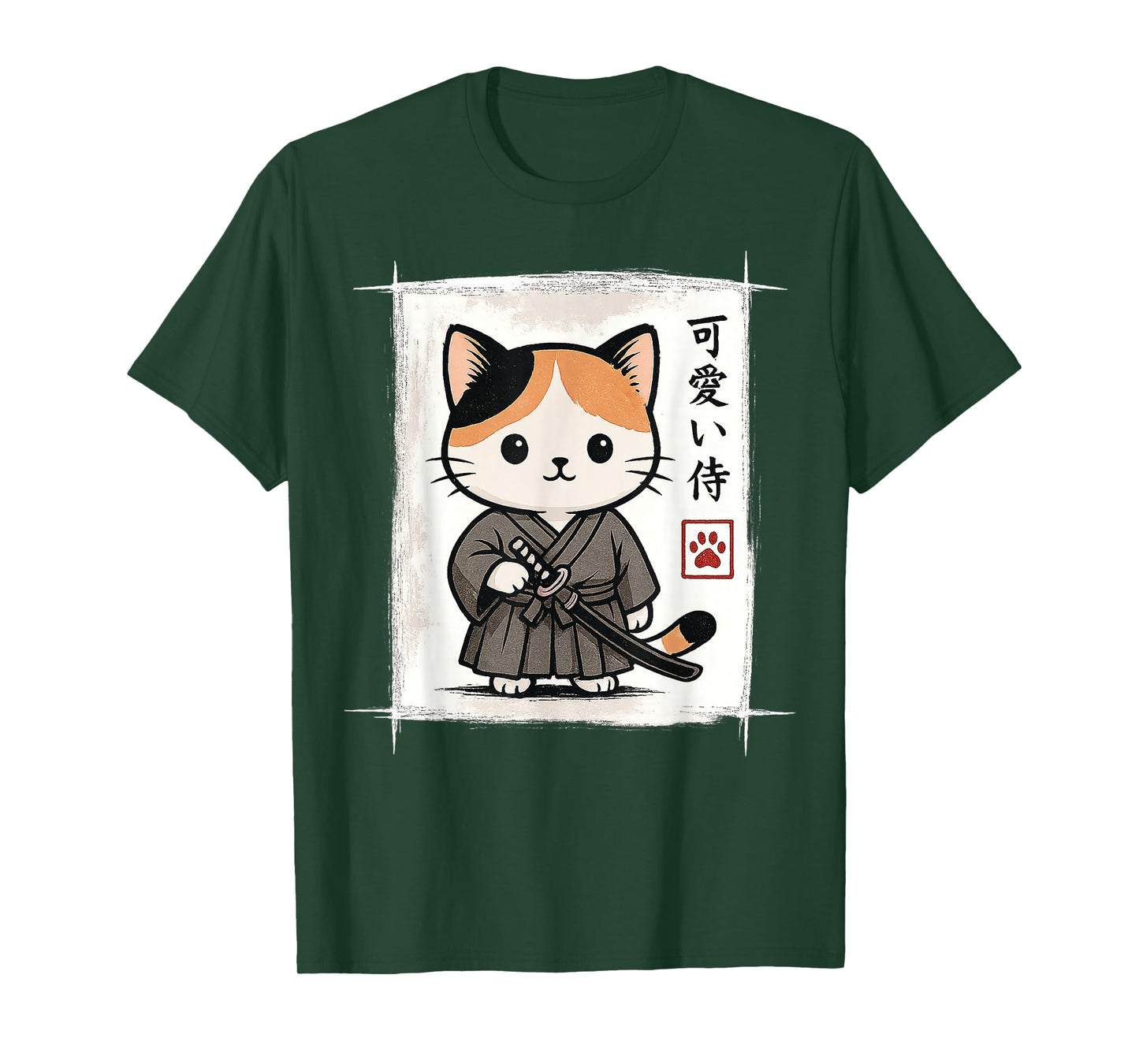 Samurai Kitten Japanese Anime Kawaii Funny Cat Men Women Kid T-Shirt