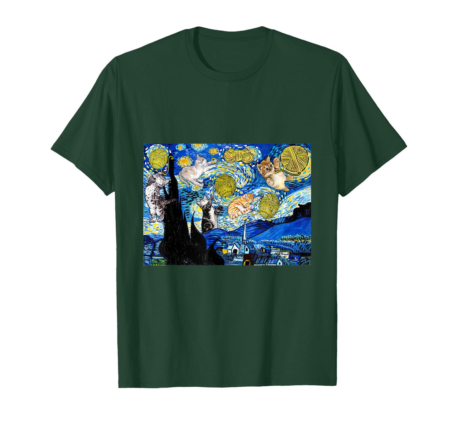 Cat Graphic, Starry Night Cat, Van Gogh Cat, Cat Lover T-Shirt