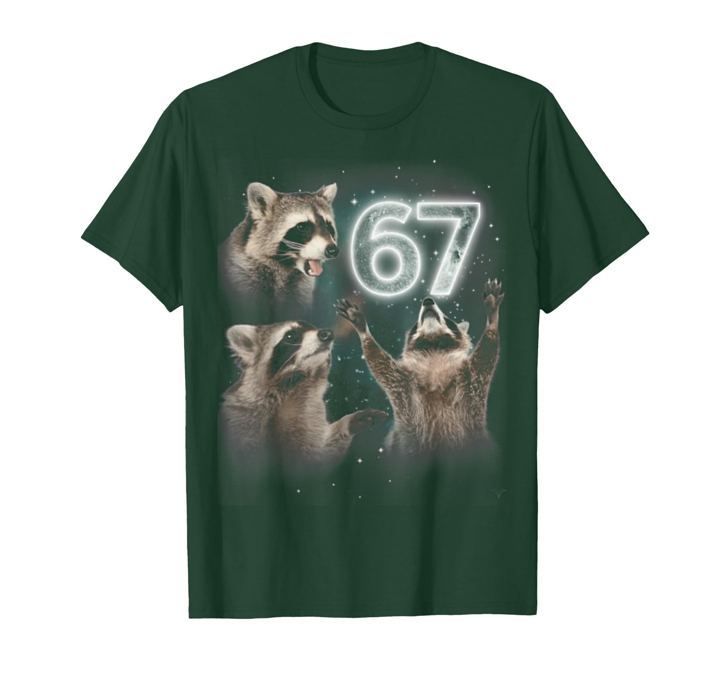 67 Meme Racoon Howling at The Moon 67 T-Shirt 6 7 Halloween T-Shirt