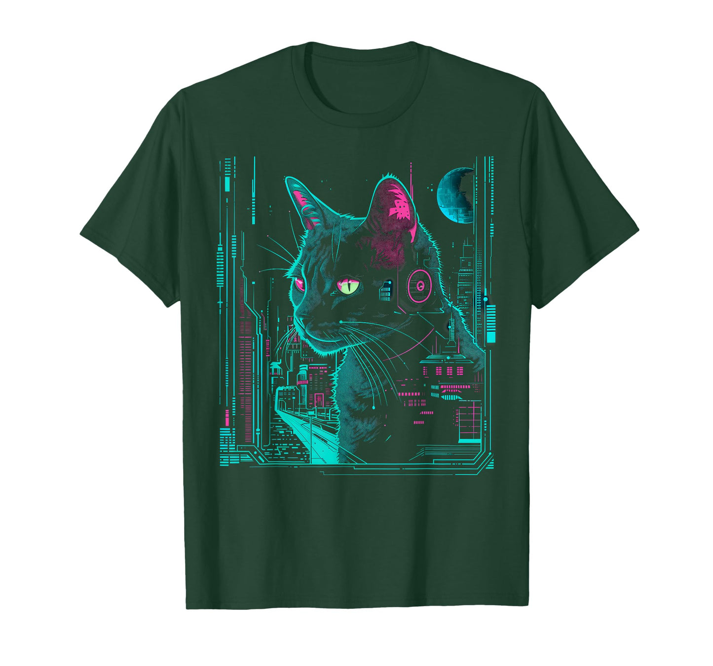 Cyberpunk Cat with cybernetic enhancements T-Shirt