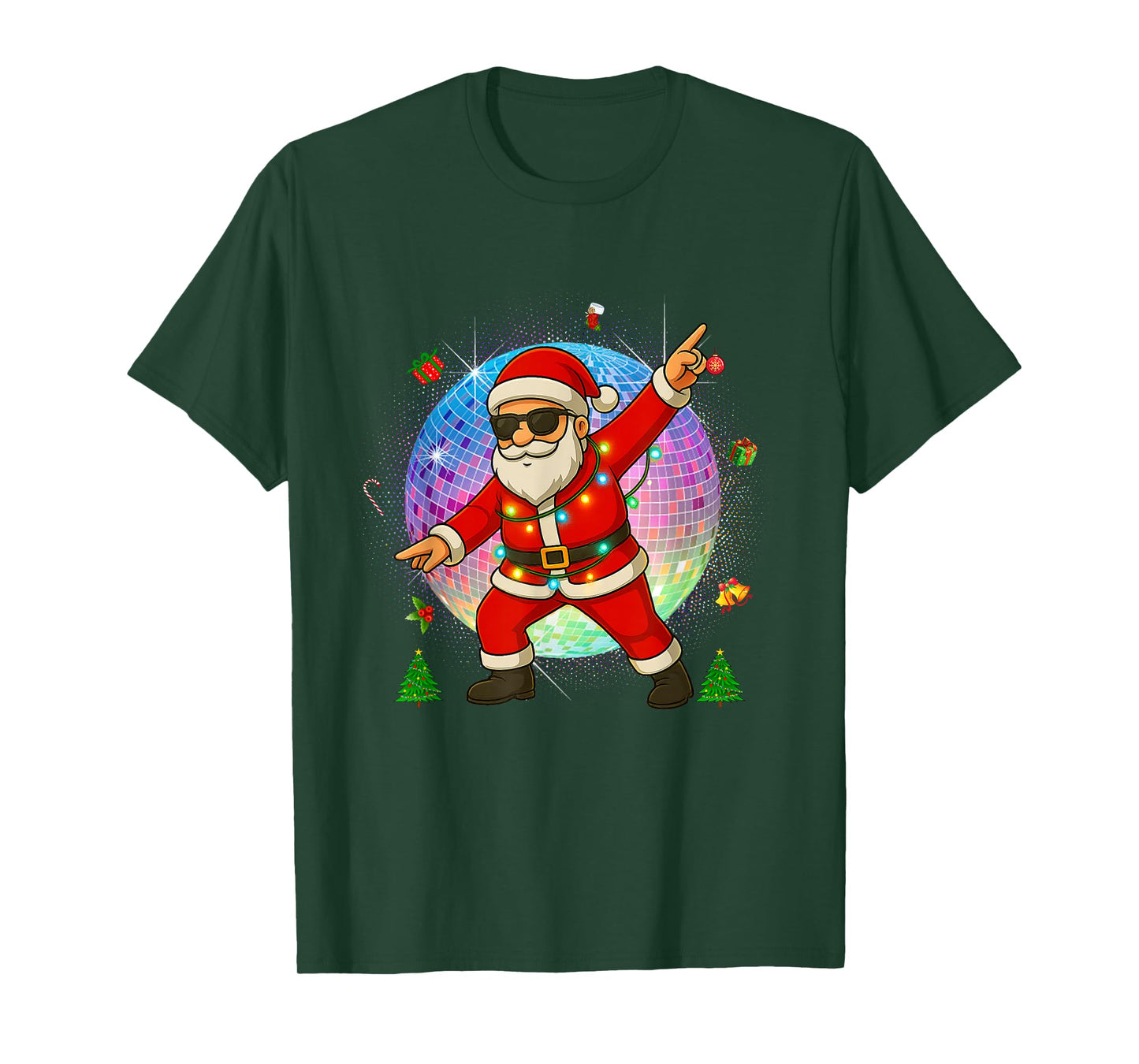 Funny Disco Santa Xmas Lights Girls Boys Kids Christmas T-Shirt