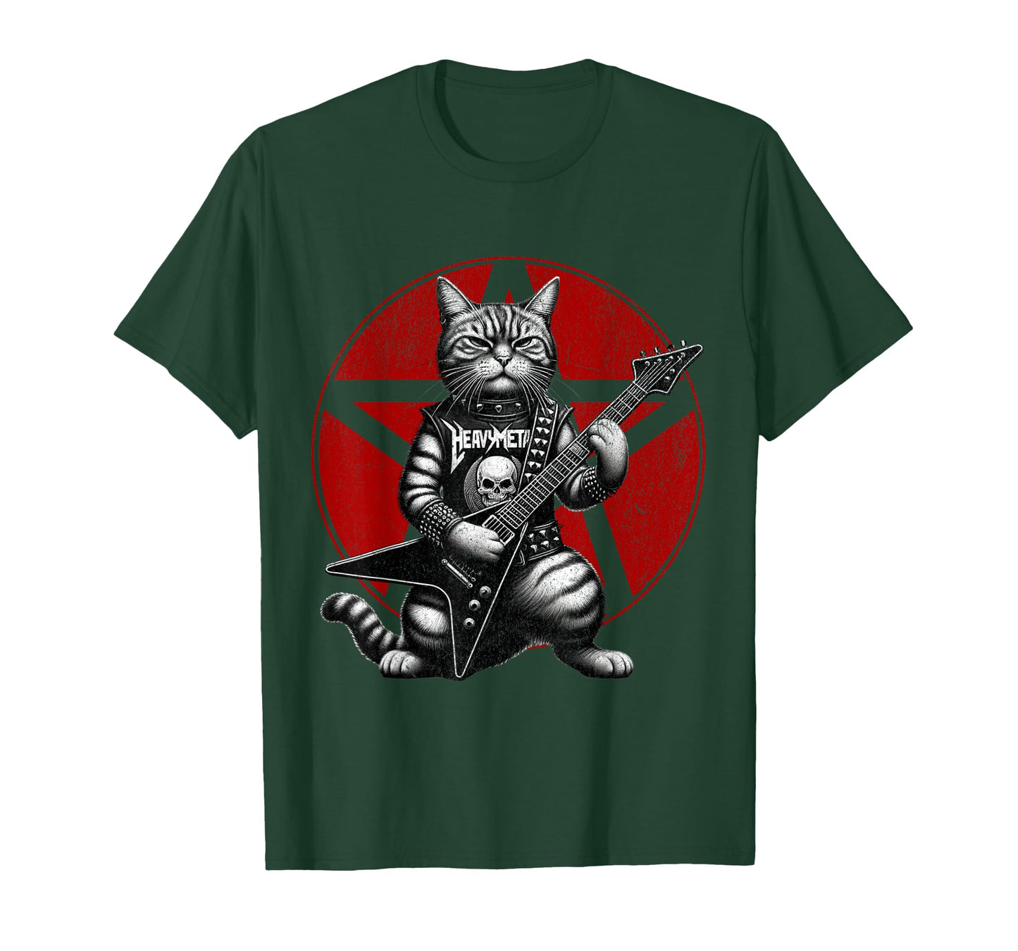 Heavy Metal Cats and Death Metal Music Metalhead Rock Guitar T-Shirt