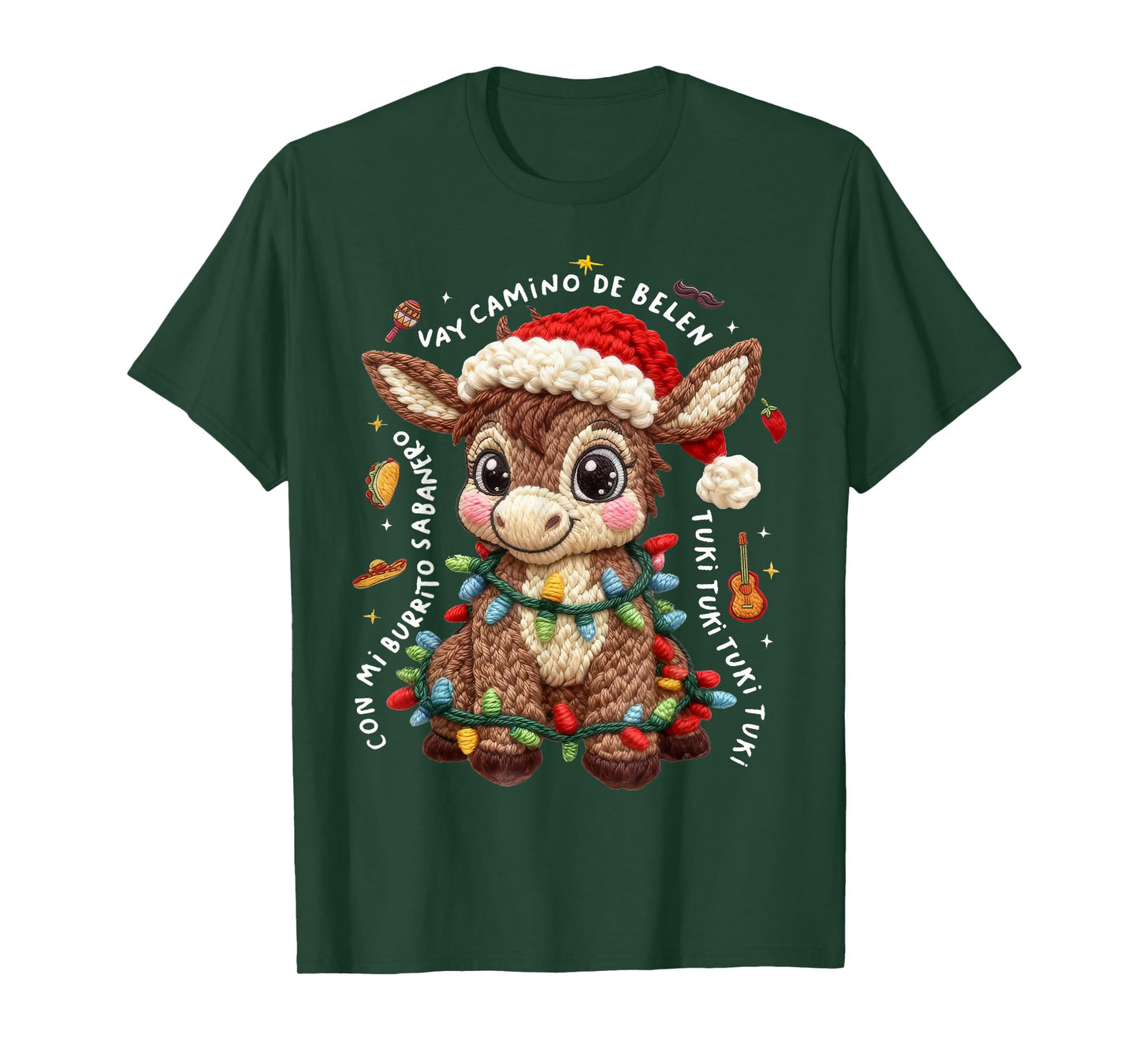 Retro Mexican Christmas Donkey Spanish Teacher Xmas Costume T-Shirt
