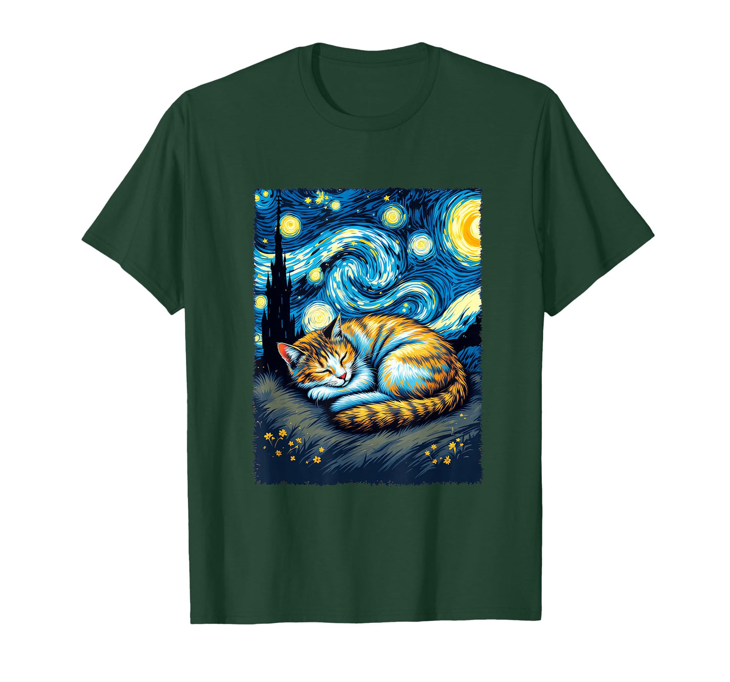 Sleeping Cat Starry Night for Cat Lover T-Shirt
