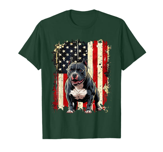 American Flag Dog Pitbull T-Shirt