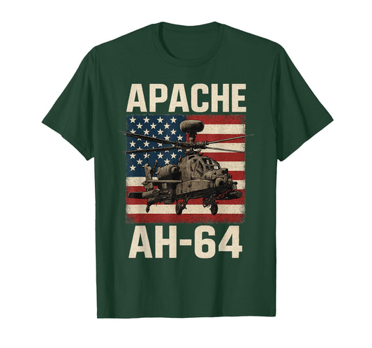 Apache AH 64 USA American Flag United States Patriotic T-Shirt