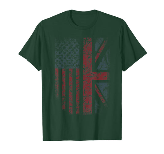 American Flag & British Flag USA UK Stars Stripes Union Jack T-Shirt