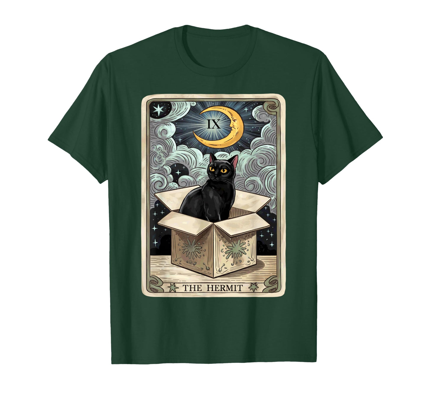 The Hermit Tarot Card Cat In Box Mystic Funny Cat Esoteric T-Shirt