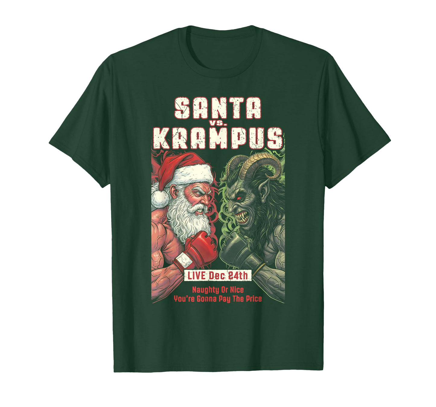 MMA Mixed Martial Arts Funny Christmas Santa Krampus Fight T-Shirt