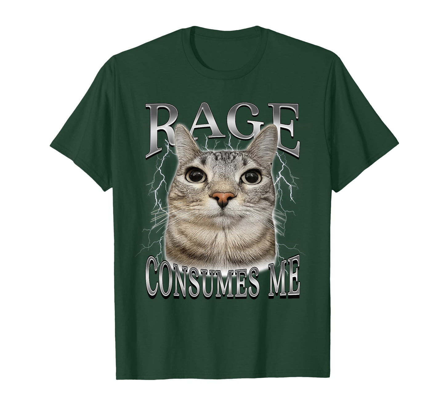 Rage Consumes Me Funny Silly Staring Cat Meme Women Men T-Shirt