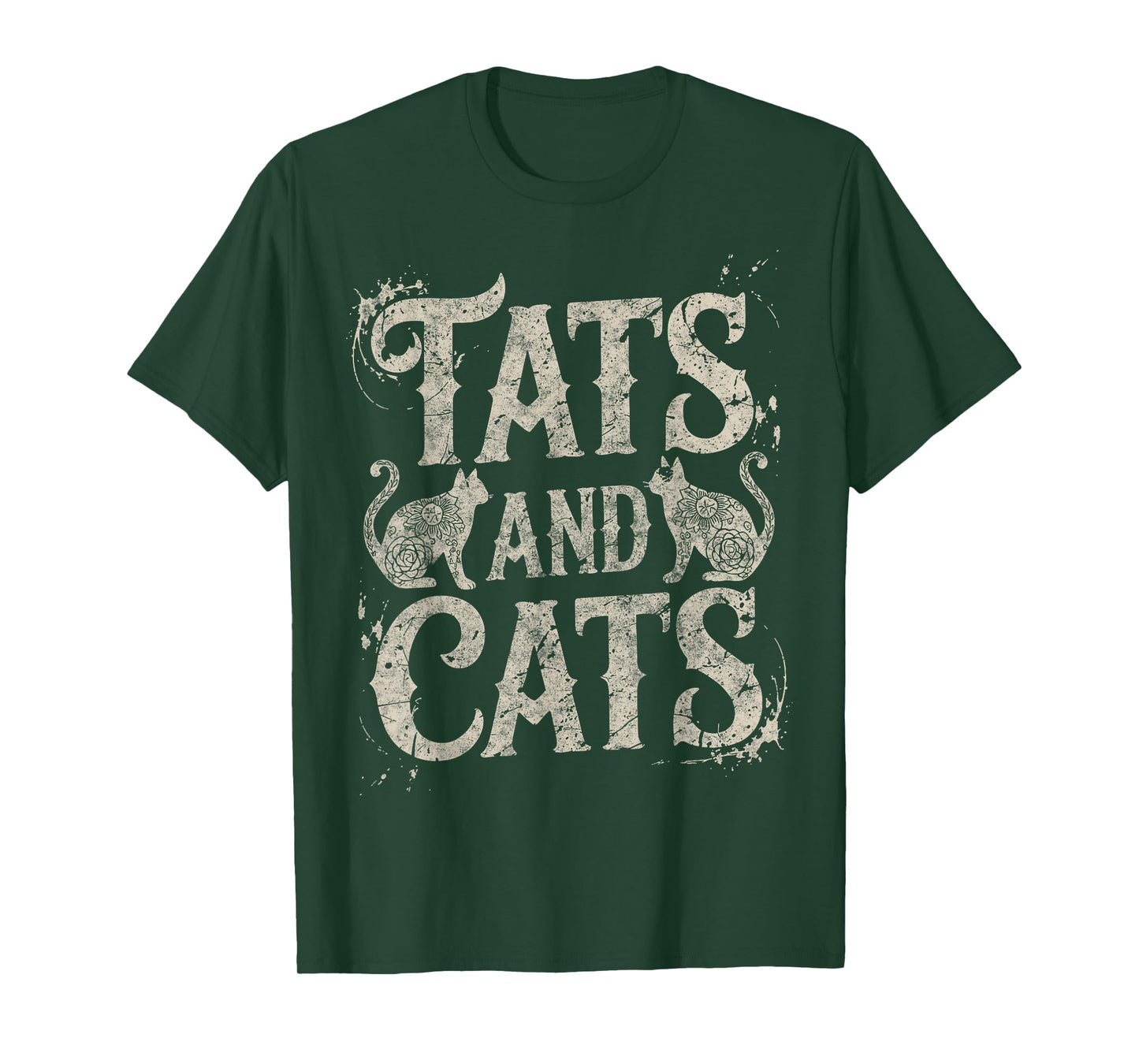 Tats and Cats Old School Tattoo Artist Cat and Tattoes Lover T-Shirt