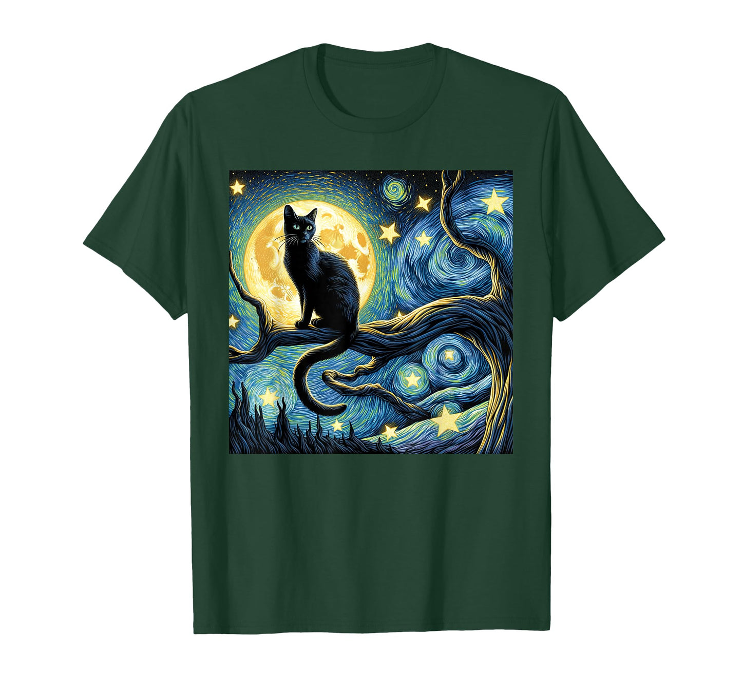 Cat Starry Night Van Gogh Cat Art Funny T-Shirt