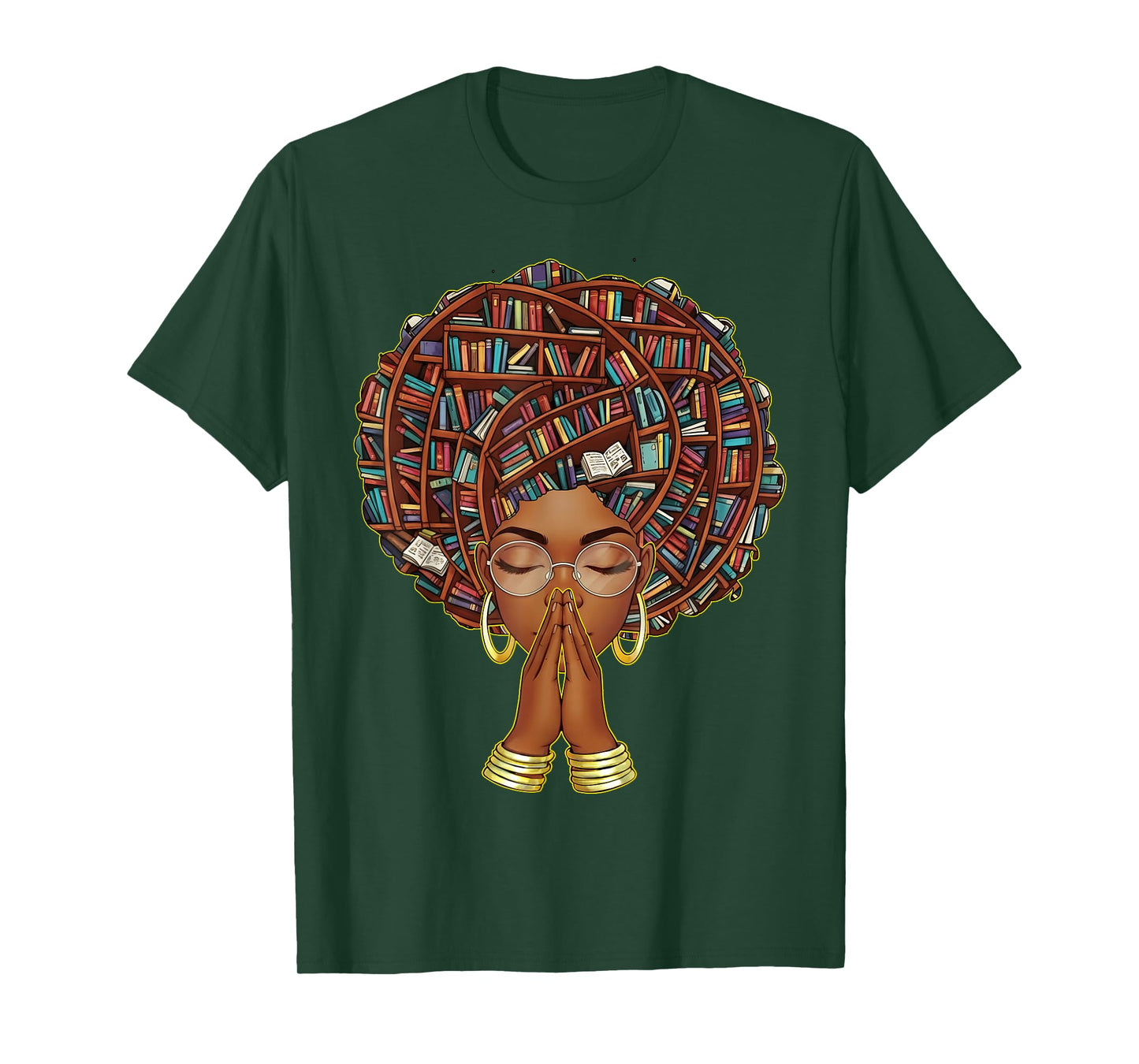 Black History Month Afro Book Lover Women Girls Librarian T-Shirt