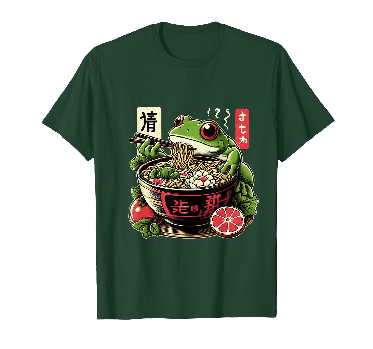 Frog Eating Ramen Kawaii Neko Japanese Noodles Anime Lovers T-Shirt