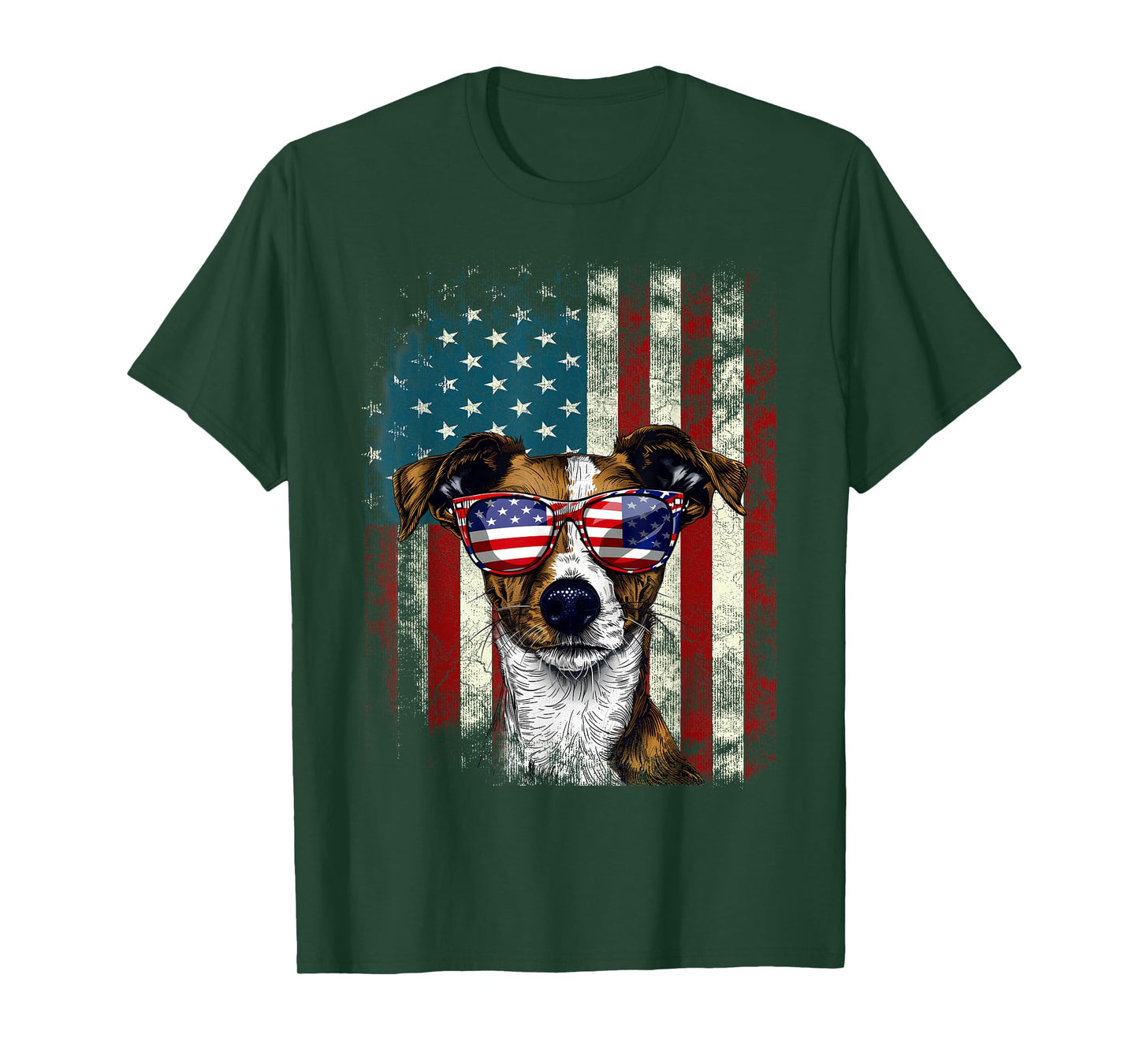 Patriotic Jack Russell Terrier American Flag 4th of July T-Shirt