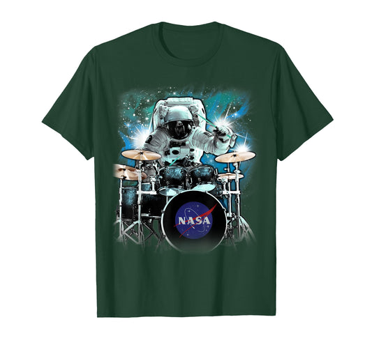 NASA Space Drum Playing Astronaut T-Shirt