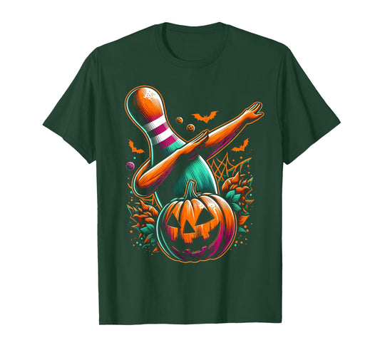 Dabbing Bowling Pin Pumpkin Spooky Halloween Bowling Costume T-Shirt