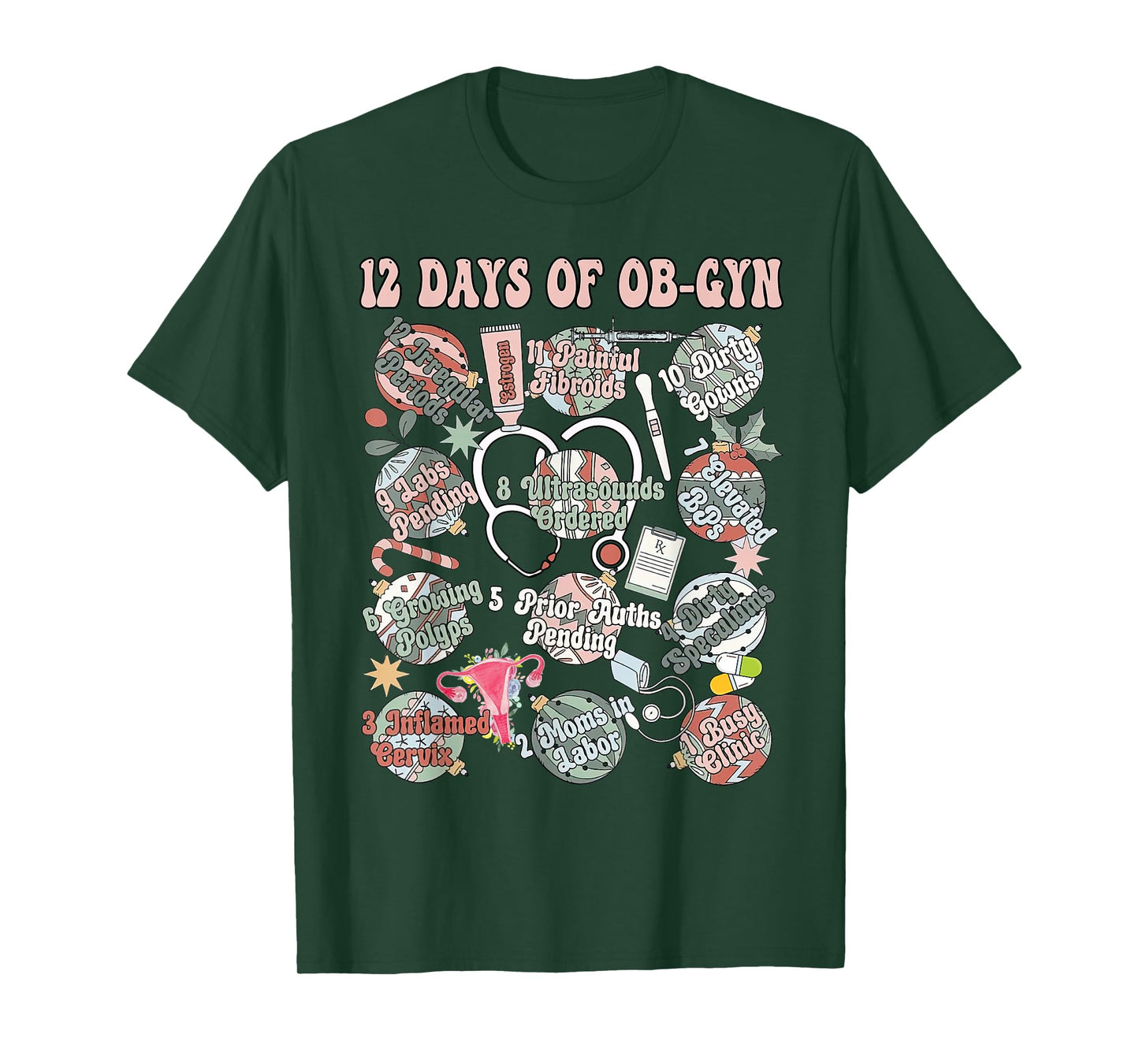 12 Days Of OB-Gyn Christmas Labor And Delivery Nurse Outfit T-Shirt