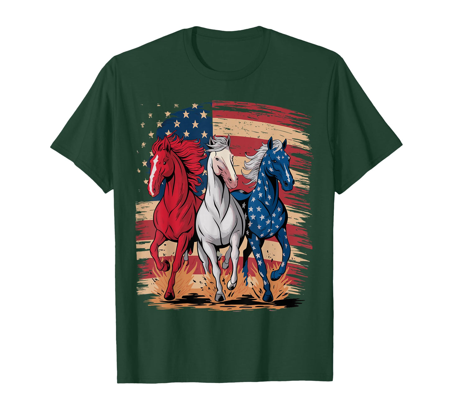 Horse Patriotic USA Flag 4th Of July Horses T-Shirt