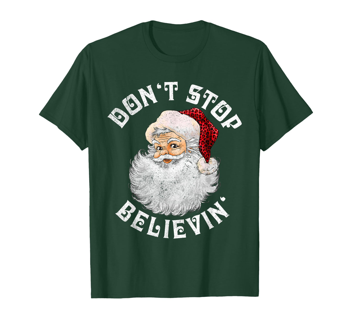Don't Stop Believin Christmas Santa Pajamas Boys Kids Xmas T-Shirt