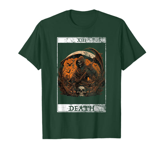 Vintage Death Tarot Card Grim Reaper Occult Satan Halloween T-Shirt