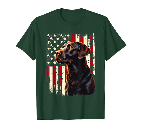 4th July American Flag Patriotic Chocolate Labrador Lover T-Shirt
