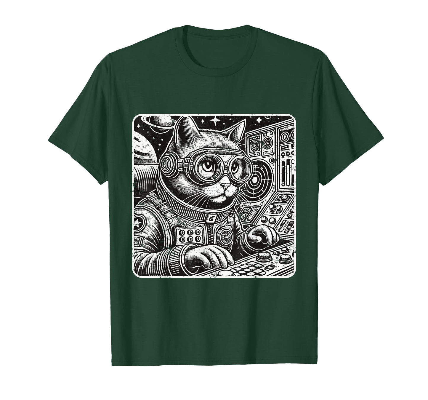 Cyberpunk Cat Shirt Vintage Outer Space Astronaut Cat Lover Men Women Girls Kids T-Shirt