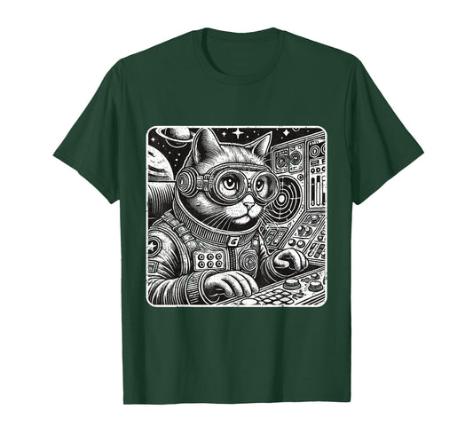 Cyberpunk Cat Shirt Vintage Outer Space Astronaut Cat Lover Men Women Girls Kids T-Shirt