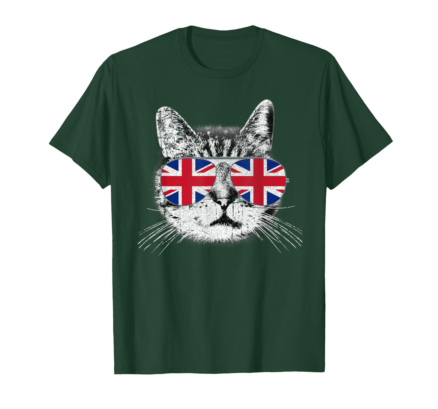 UK Union Jack British Flag England Cat Sunglasses Gift T-Shirt Small