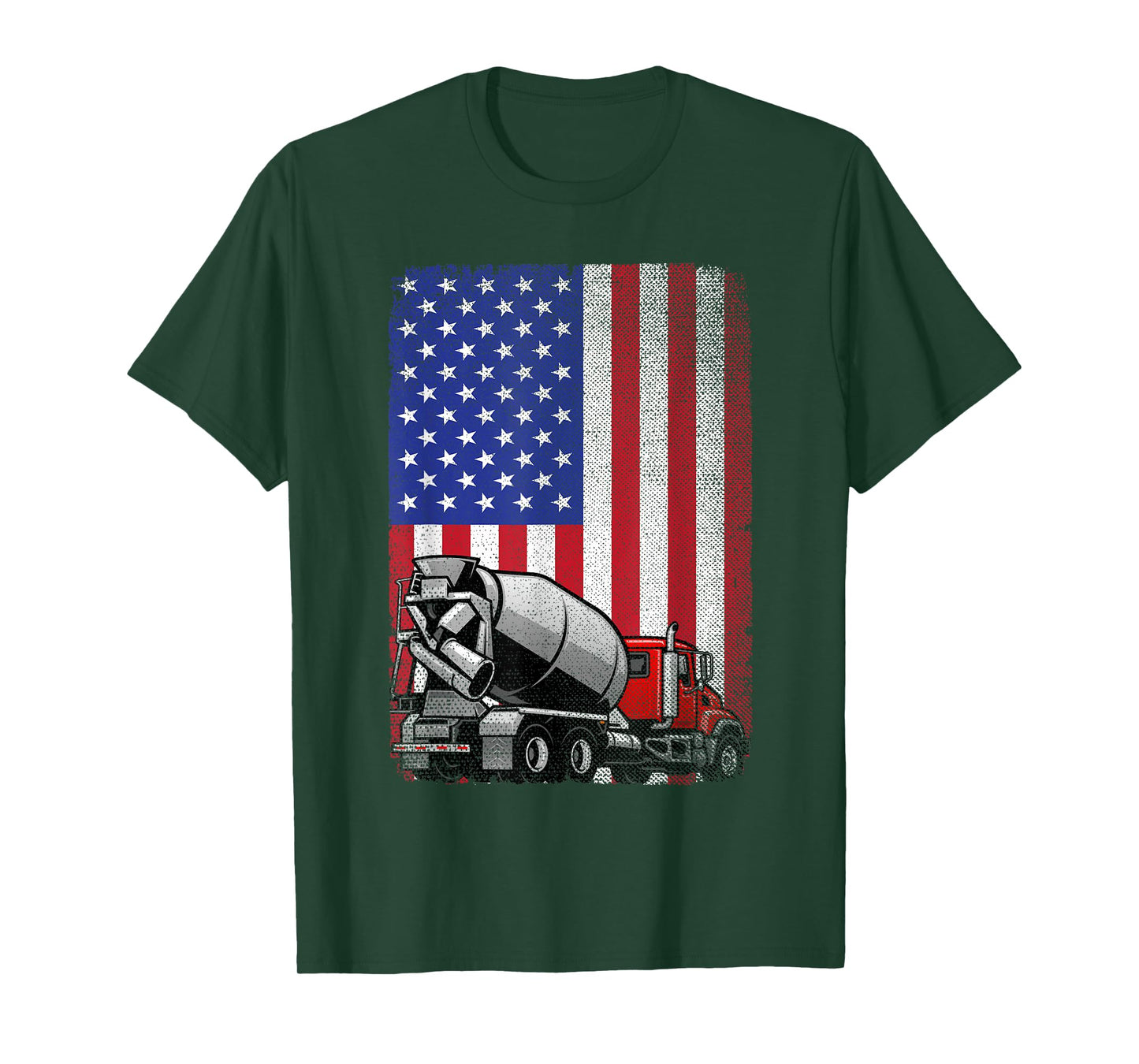 Patriotic Cement Truck Driver Concrete Mixer American Flag T-Shirt