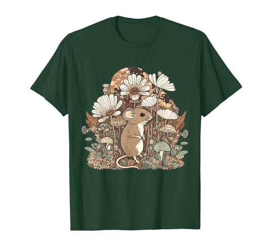 Cute Cottagecore Floral mouse Aesthetic Girls Women Graphic T-Shirt