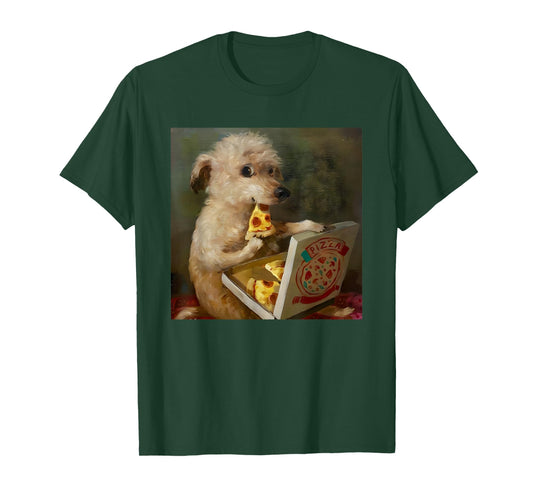 Cute Dog Eating Pizza Funny Pet Lover T-Shirt