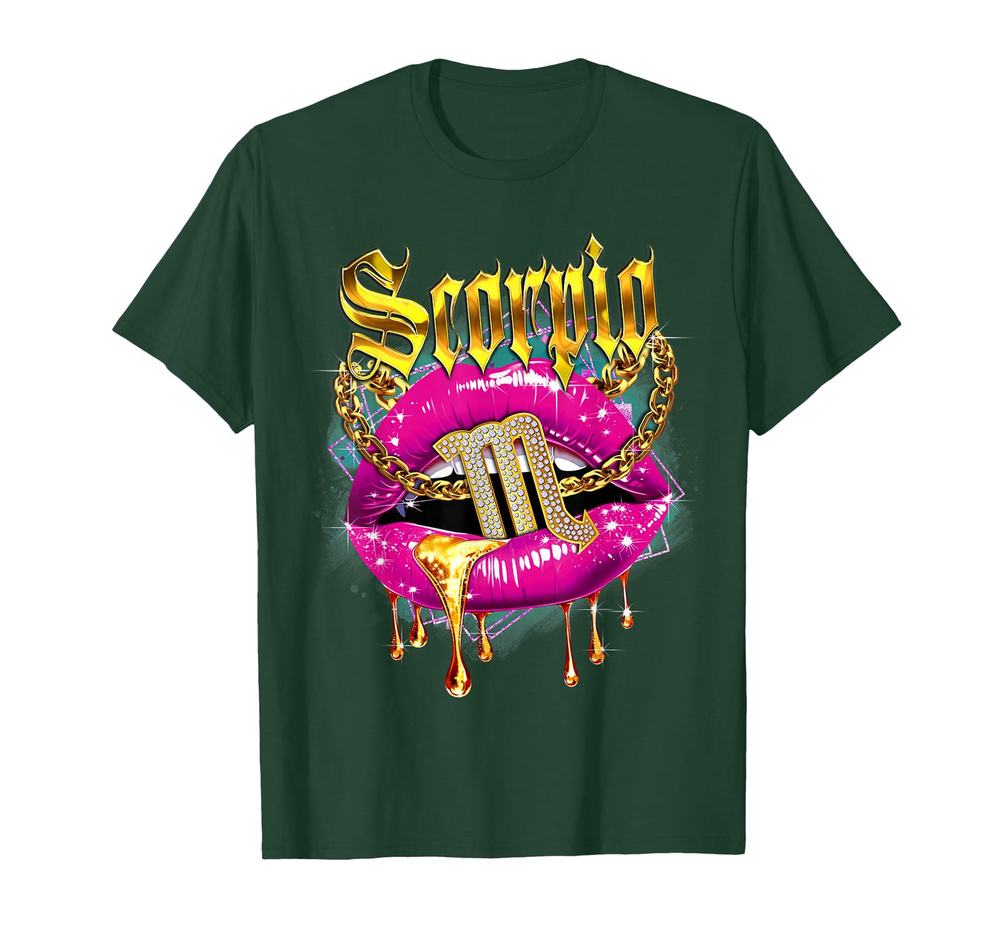 Scorpio Queens Birthday Pink Lips Afro Girls Scorpio Zodiac T-Shirt