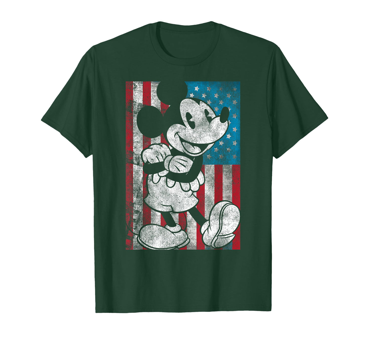 Disney Mickey and Friends 4th of July Vintage Flag Portrait T-Shirt