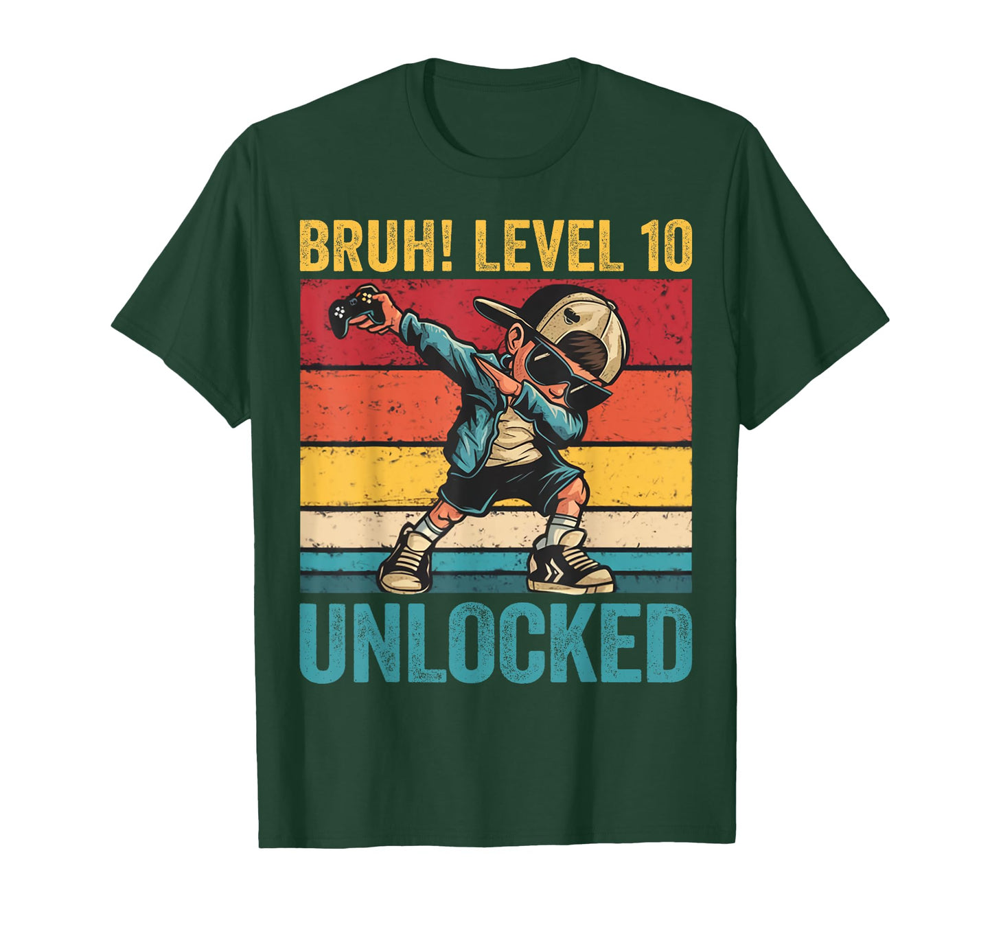 10 Year Old Birthday Dabbing Boy Bruh 10th Level Unlocked T-Shirt