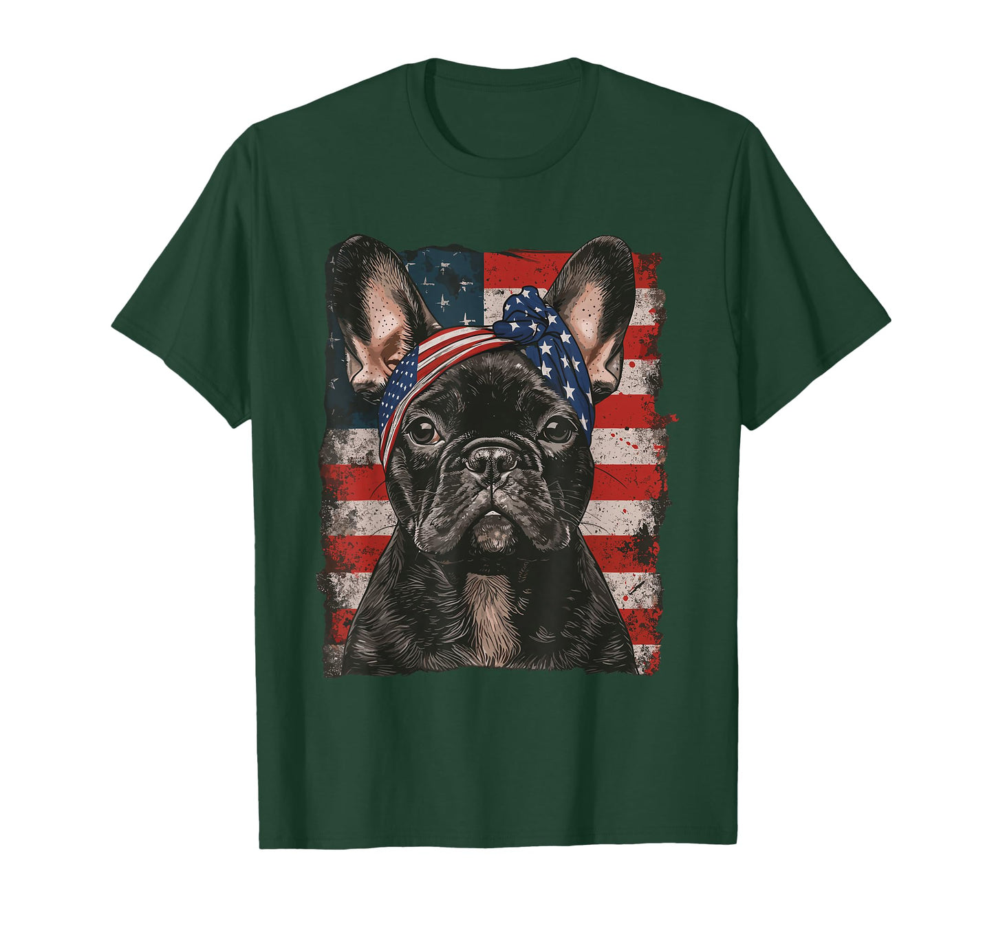 French Bulldog Patriotic 4th Of July USA American Flag T-Shirt