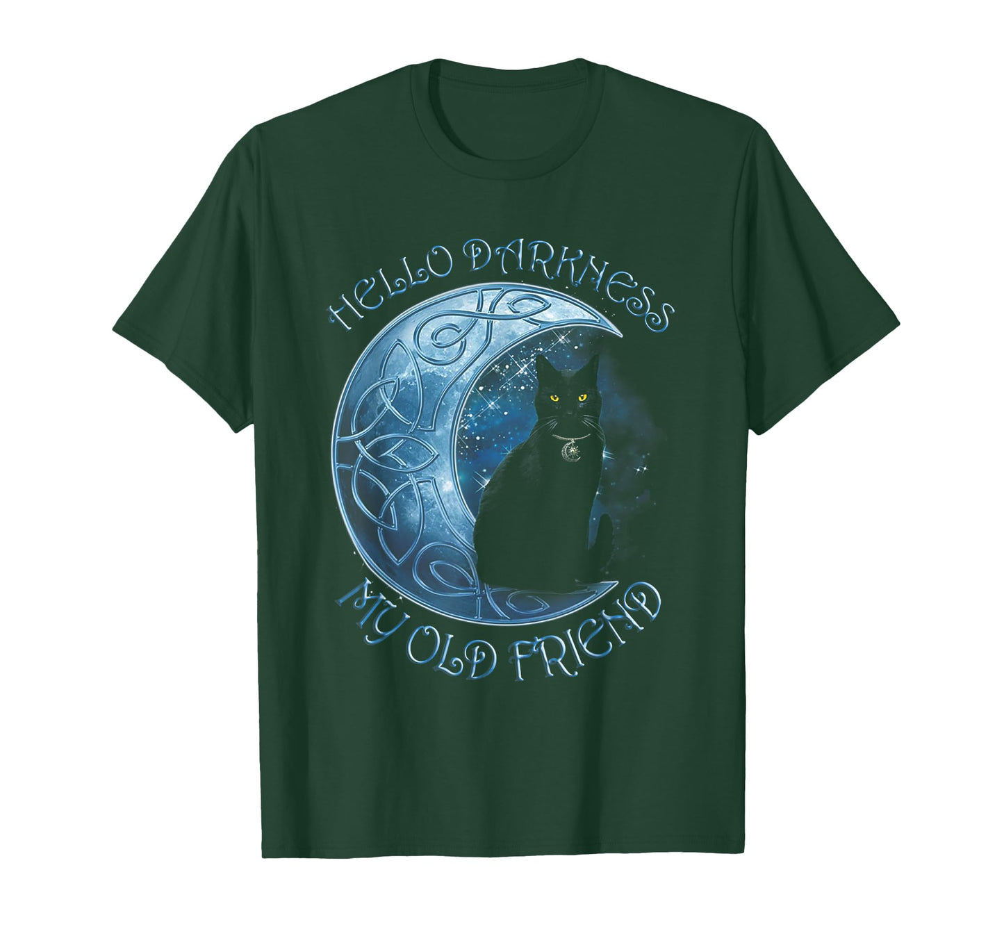 Hello Darkness My Old Friend Funny Cat Moon Tshirt T-Shirt