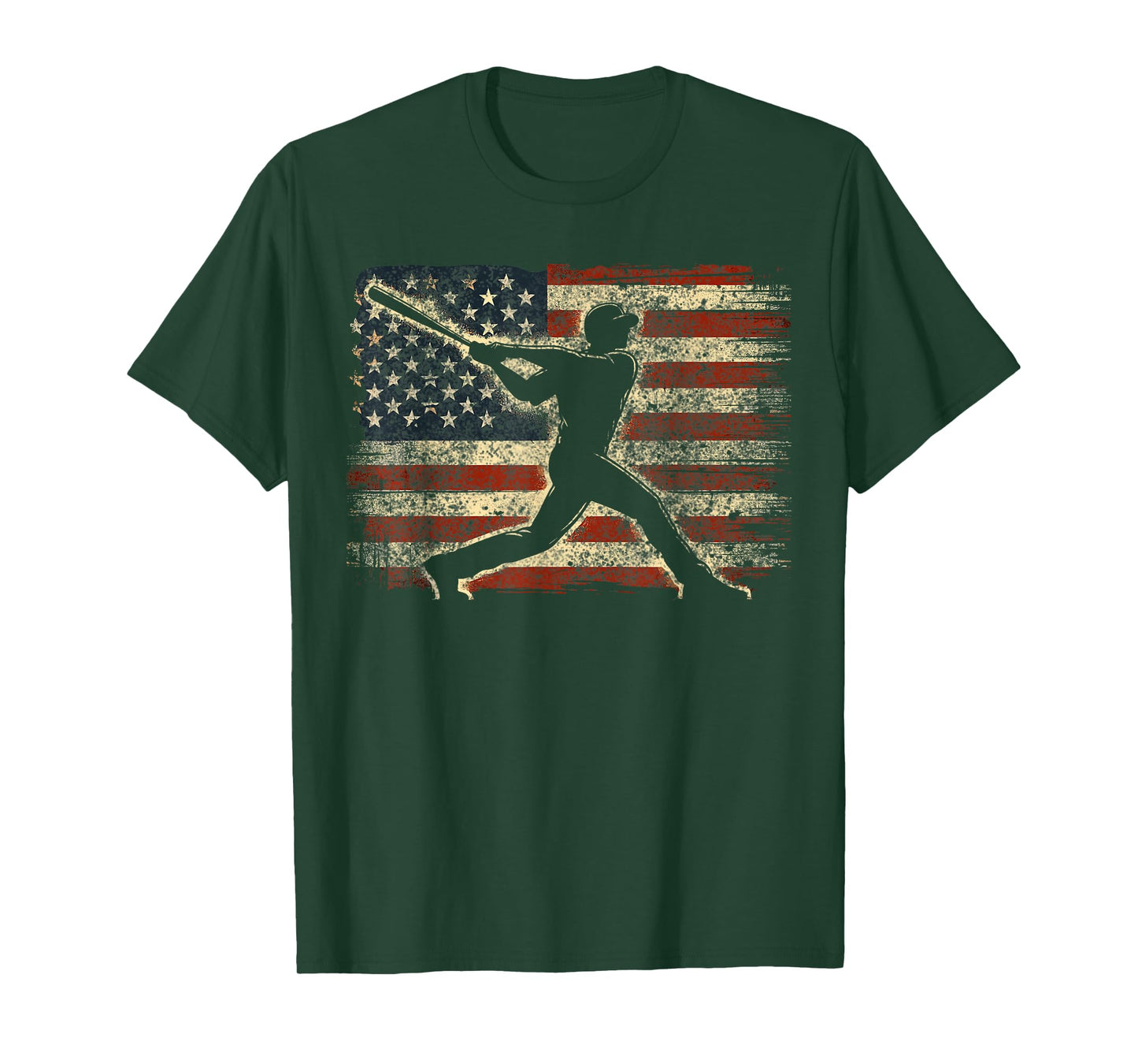 USA Flag Baseball Player American Flag Baseball T-Shirt